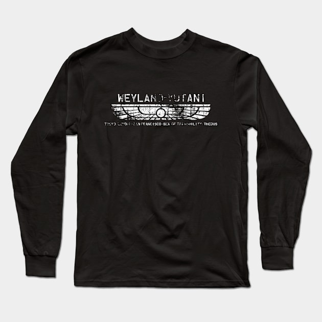 Weyland Yutani distressed, white text Long Sleeve T-Shirt by obstinator